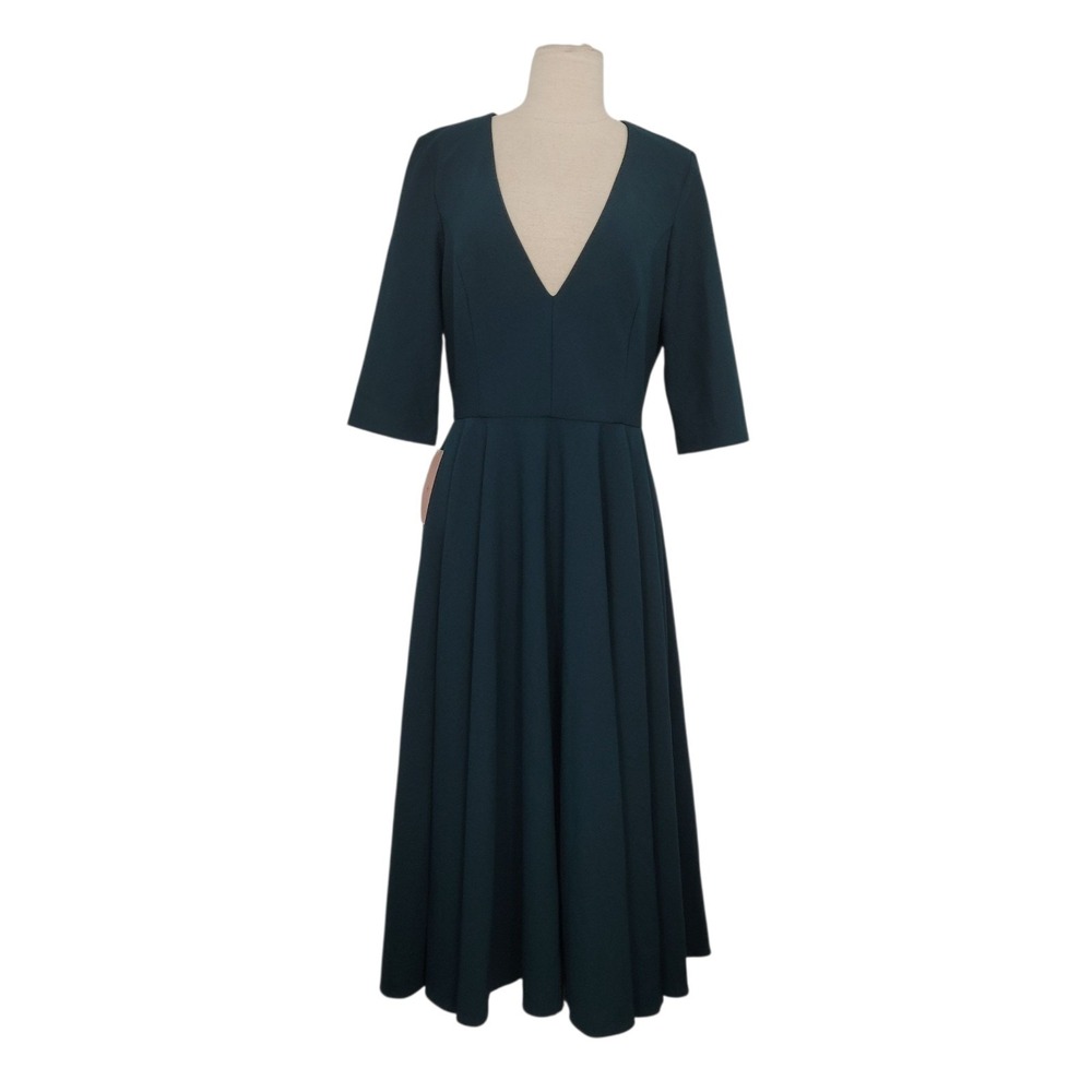 NWT Anthropologie BHLDN Valdis Dress Sz 12 Holly Emerald Green Fit & Flare - Picture 4 of 12